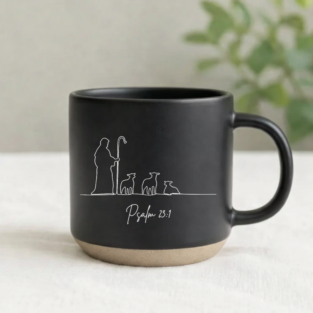 Psalm 23:1 Mug, The Lord Is My Shepherd Mug, Christian Coffee Mug, Minimalist Bible Verse Mug, Faith Gift for Her