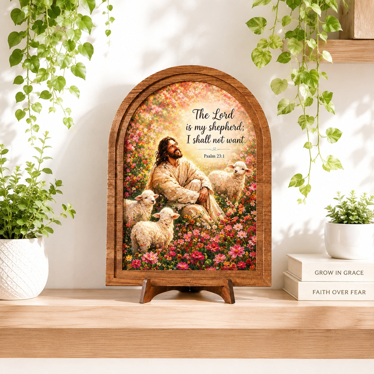 The Lord Is My Shepherd - Psalm 23:1 Arched Wood Framed Sign, Christian Sign Decor, Religious Home GiftWS05
