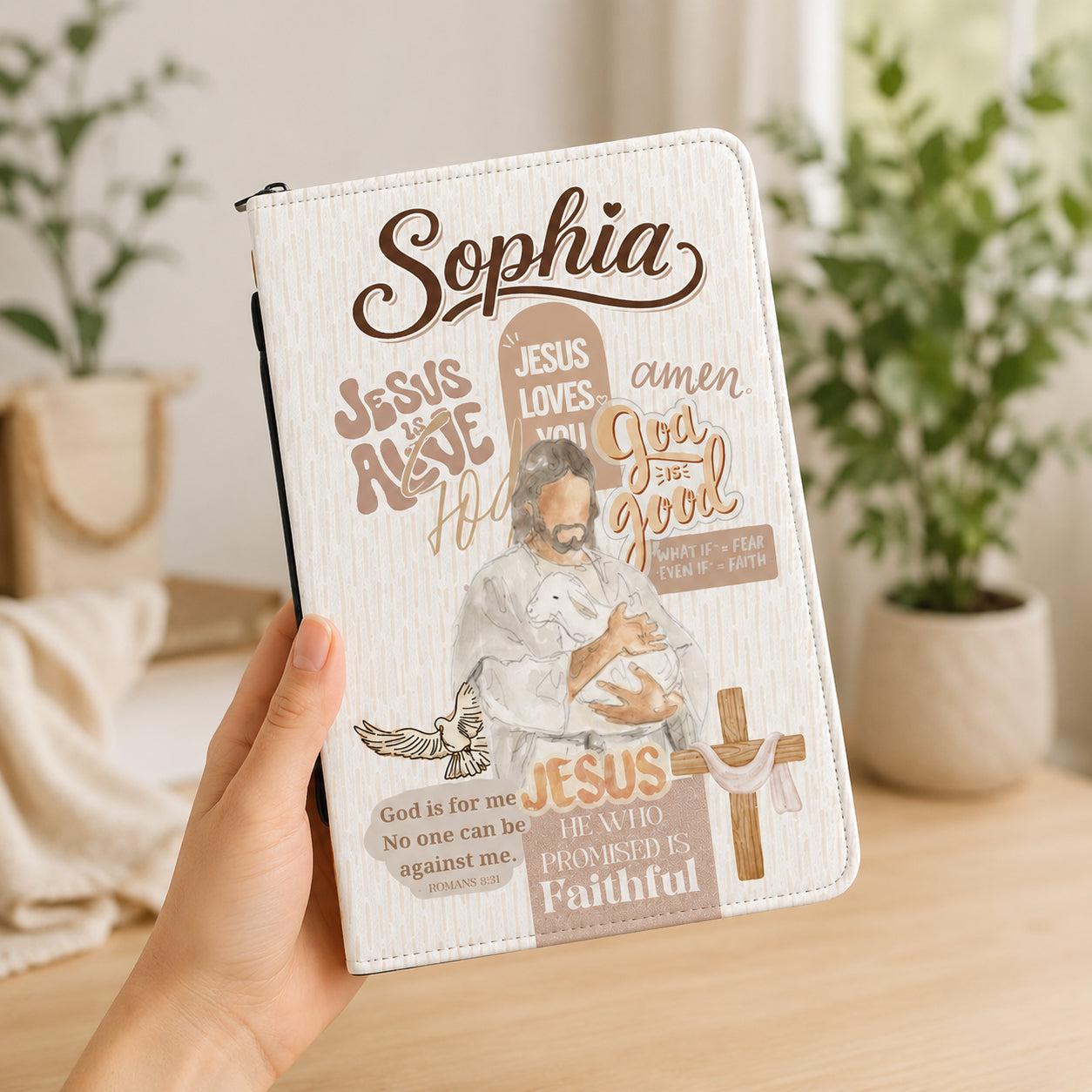 Christian Typography Bible Case, Jesus Leather Book Cover, Personalized Jesus Bible Cover, Christian Gift, Bible Covers Jesus Gifts BIBLE05