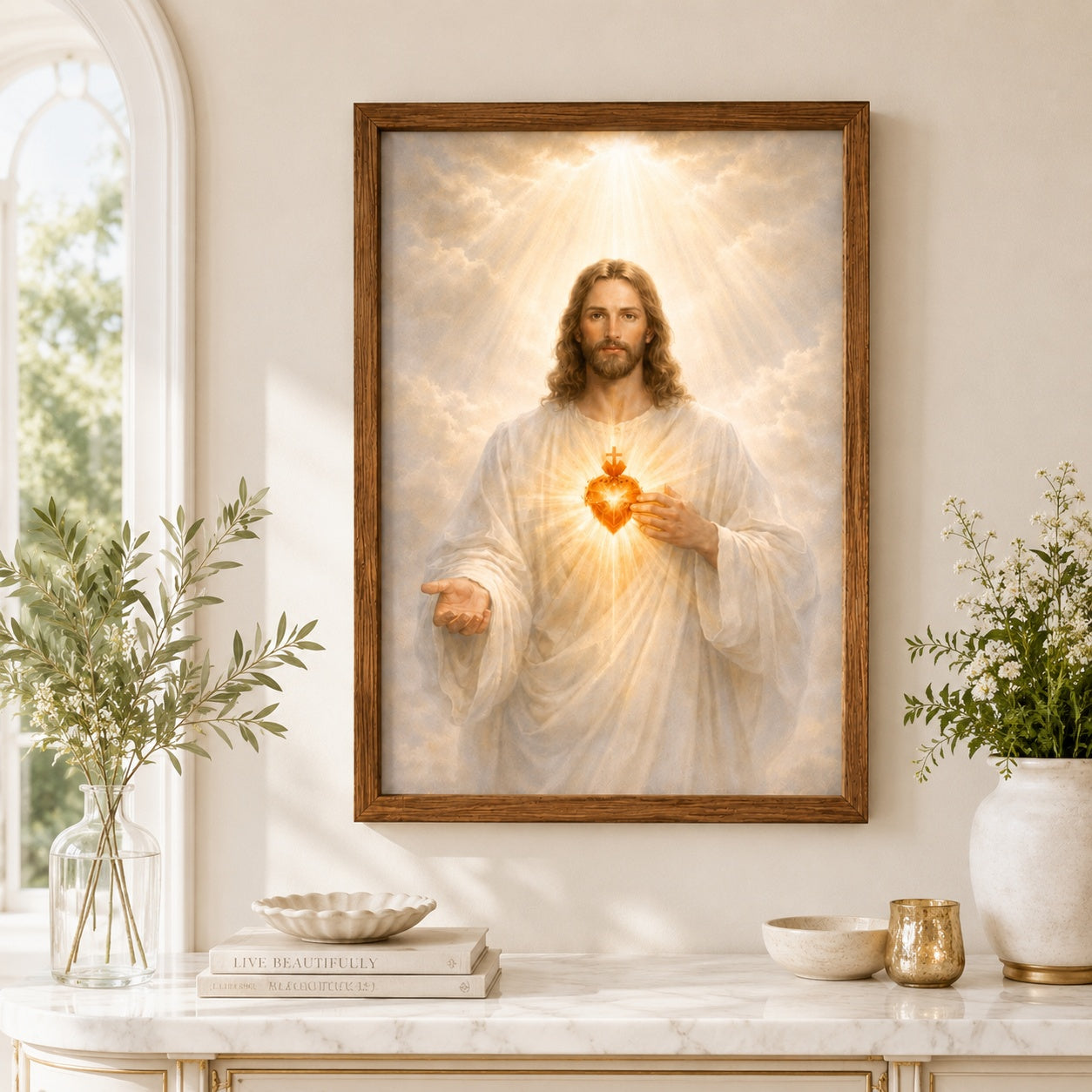Sacred Heart of Jesus Poster, Christian Wall Art Print, Jesus Christ Religious Decor, Catholic Faith Gift, Divine Mercy Wall Decor PTS04