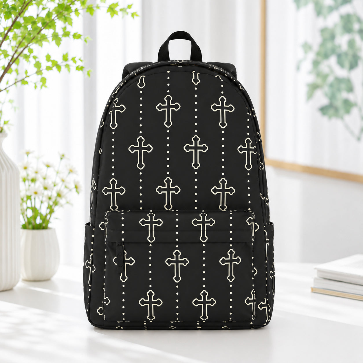Black Cross Christian Backpack, Gothic Religious School Bag, Christian School Backpack, Faith-Based Backpack, Religious Book Bag, Back to School Christian Gift, Kid Adult Travel Backpack PLAF82