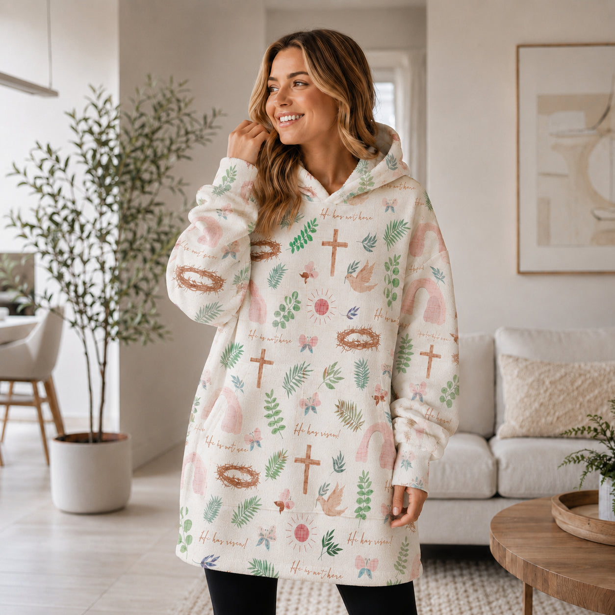Faith Oversized Hoodie Blanket, Custom Christian Hoodie, Oversized Snuggle Hoodie, Fleece Flannel Wearable Blanket Hoodie for Kids & Adults, Family Religious Gift OOH05
