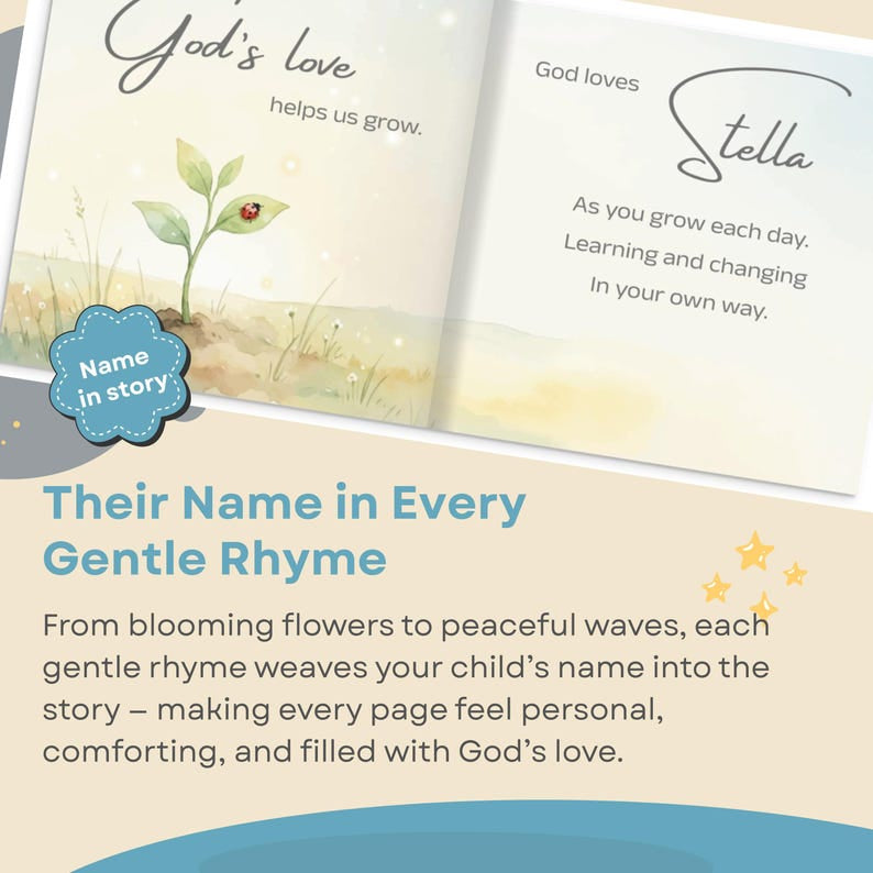 Personalized God Loves You - Book With Name, Baptism Gift, Custom Bible Storybook For Toddlers, Baptism Gift for Boy or Girl, Bedtime Keepsake BOOK05