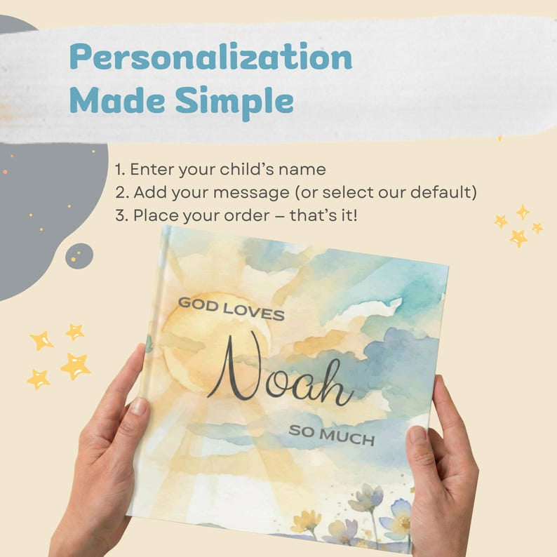 Personalized God Loves You - Book With Name, Baptism Gift, Custom Bible Storybook For Toddlers, Baptism Gift for Boy or Girl, Bedtime Keepsake BOOK05
