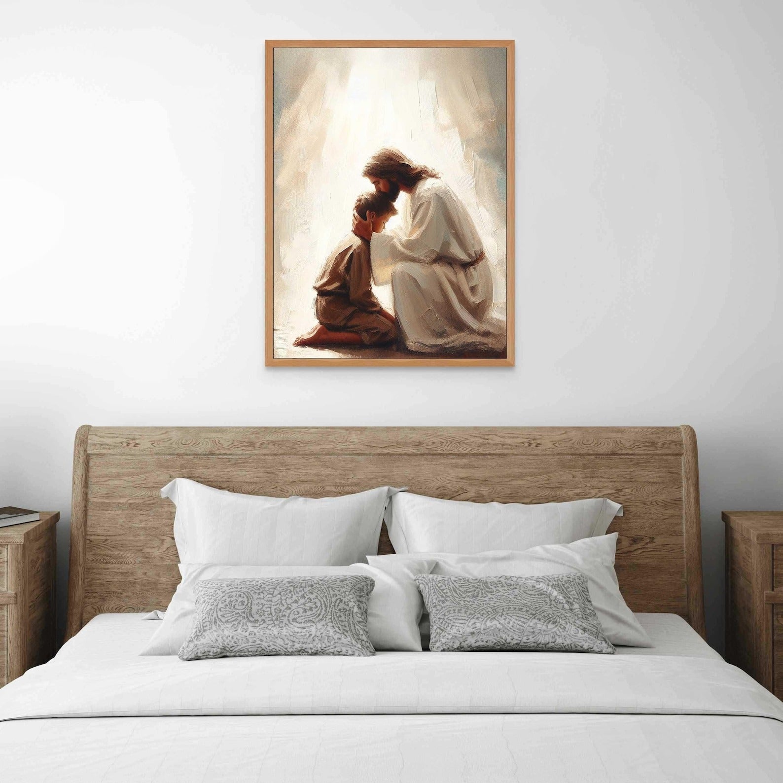 His Savior Poster, Jesus and Boy Poster, Bible Art Poster, Jesus with Children Art, Jesus Poster