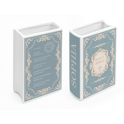 Personalized Holy Bible Book Vase for Women, Pastel Floral Ceramic Christian Home Decor with Name, Faith Inspired Shelf Decor CBLAF07