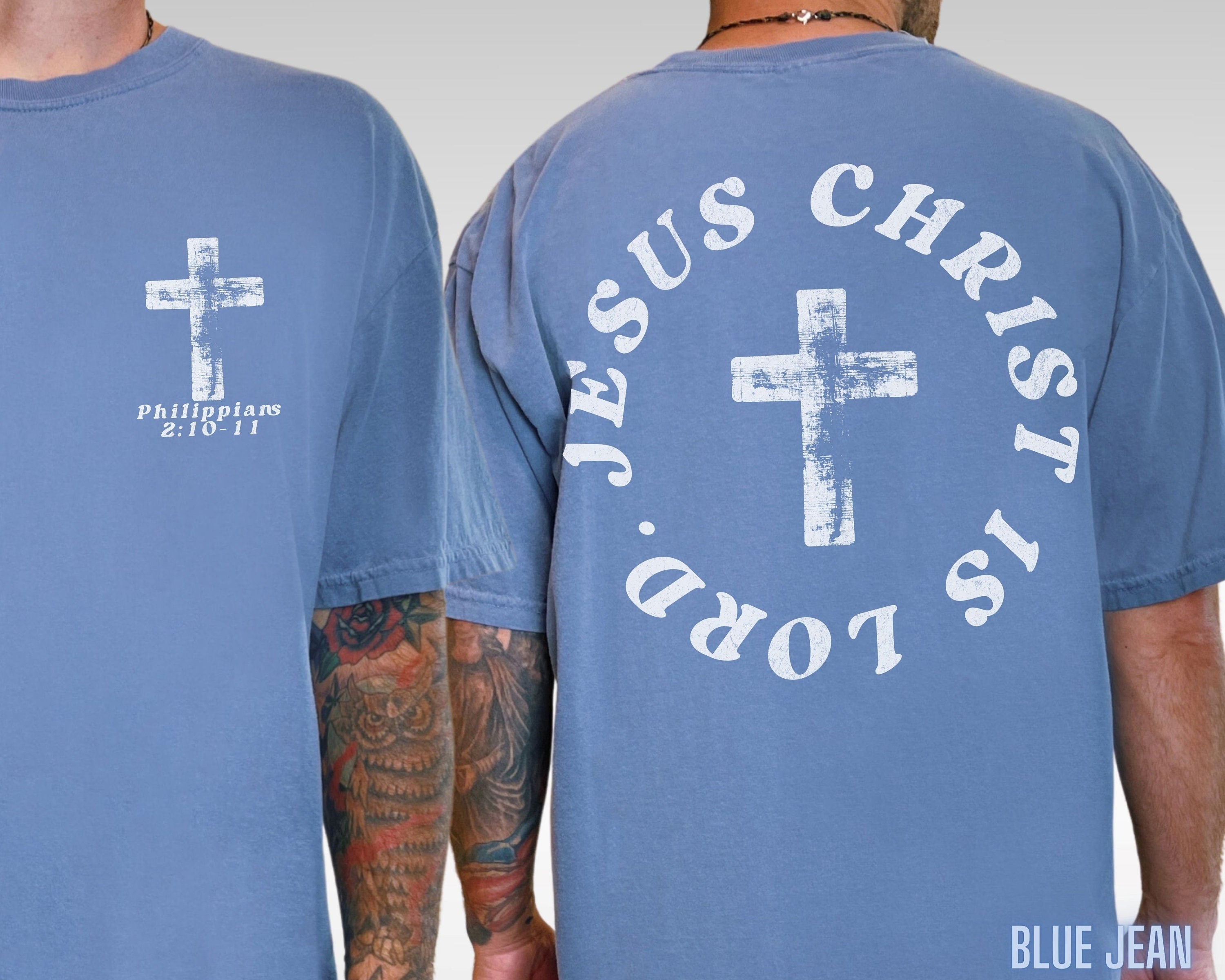 Christian Shirt for Men Jesus Christ is Lord T Shirt Bible Verse Tshirt Religious Father's Day Gift for Man of Faith Tee Comfort Colors Top
