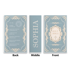 Personalized Holy Bible Book Vase for Women, Pastel Floral Ceramic Christian Home Decor with Name, Faith Inspired Shelf Decor CBLAF07
