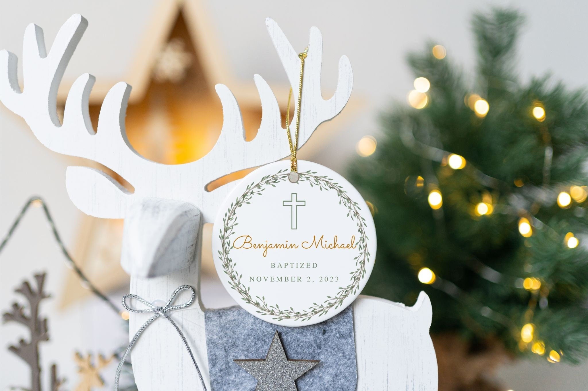 Personalized Christmas Ornaments and Ornament Baptism Gift for Boy, Nativity Scene Christmas Ornament, Religious Christmas Decorations, Ideas For Christmas Trees DCLAF06