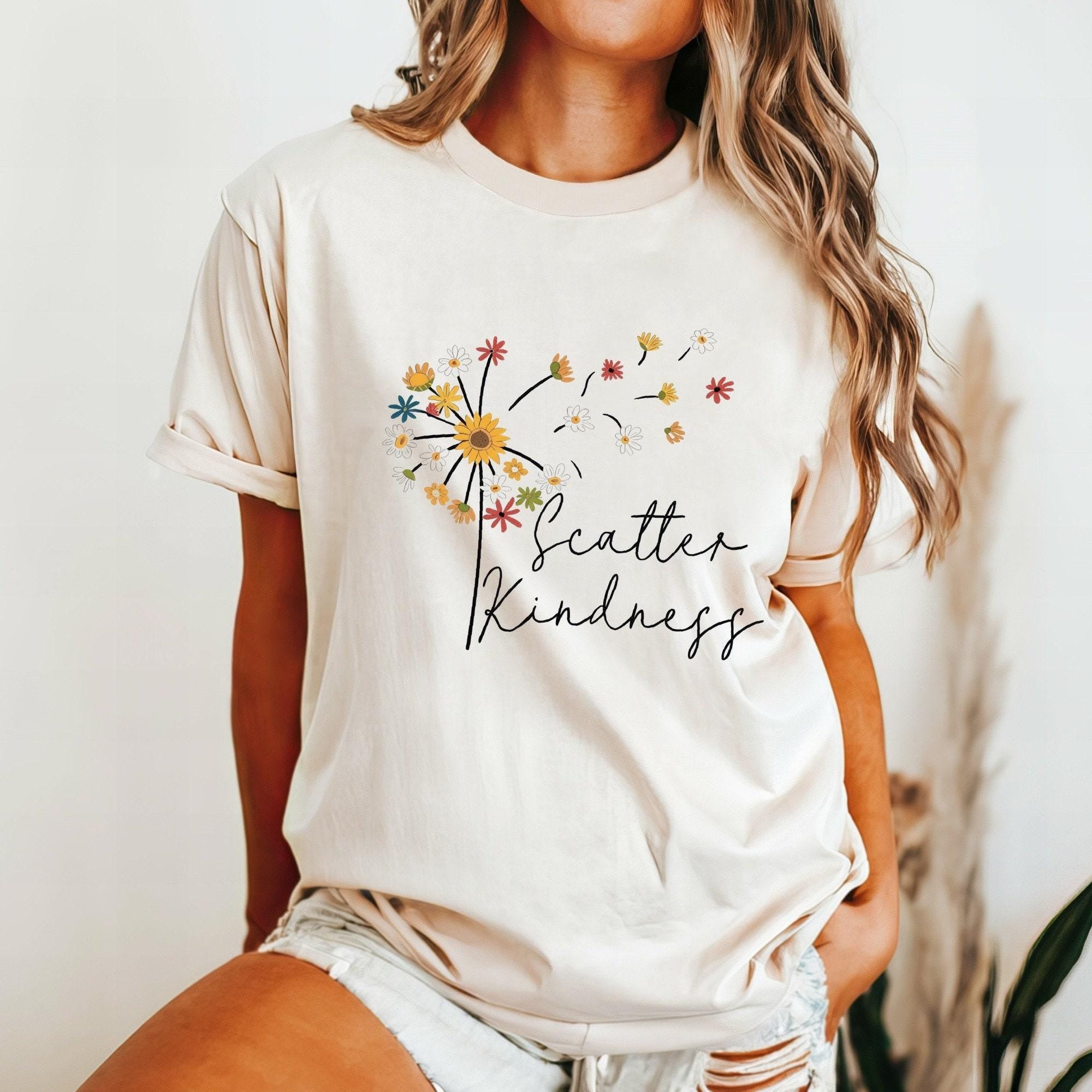 Comfort Colors® Be Kind Shirt, Scatter Kindness Shirt, Positive Quote Shirt, Inspirational Tees, Dandelion Shirt, Floral Women Gift