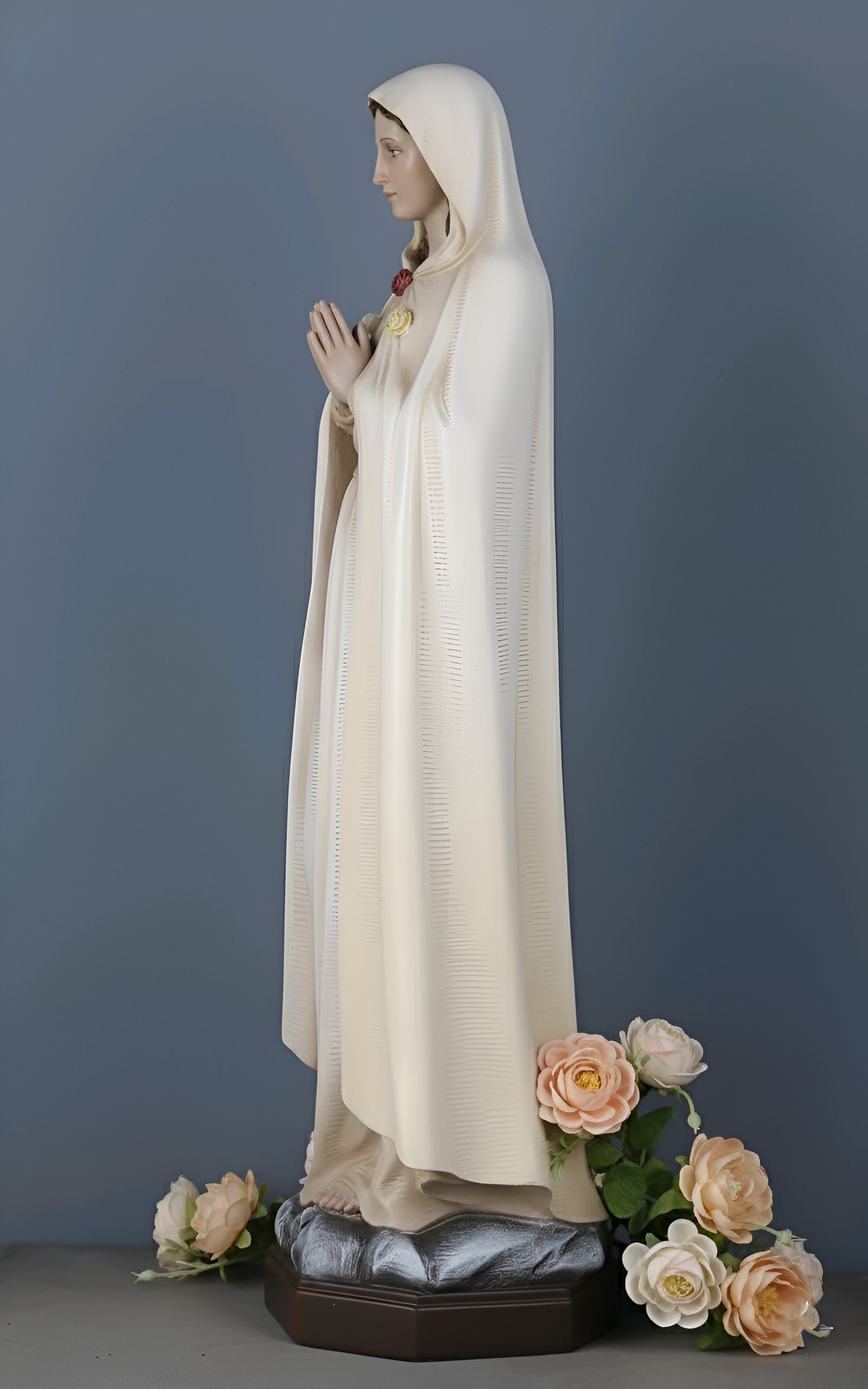 Virgin Mary Statue, Hand Painted Cream Cloak Figurine, Catholic Religious Decor, Blessed Mother Statue, Christian Gift for Prayer Corner