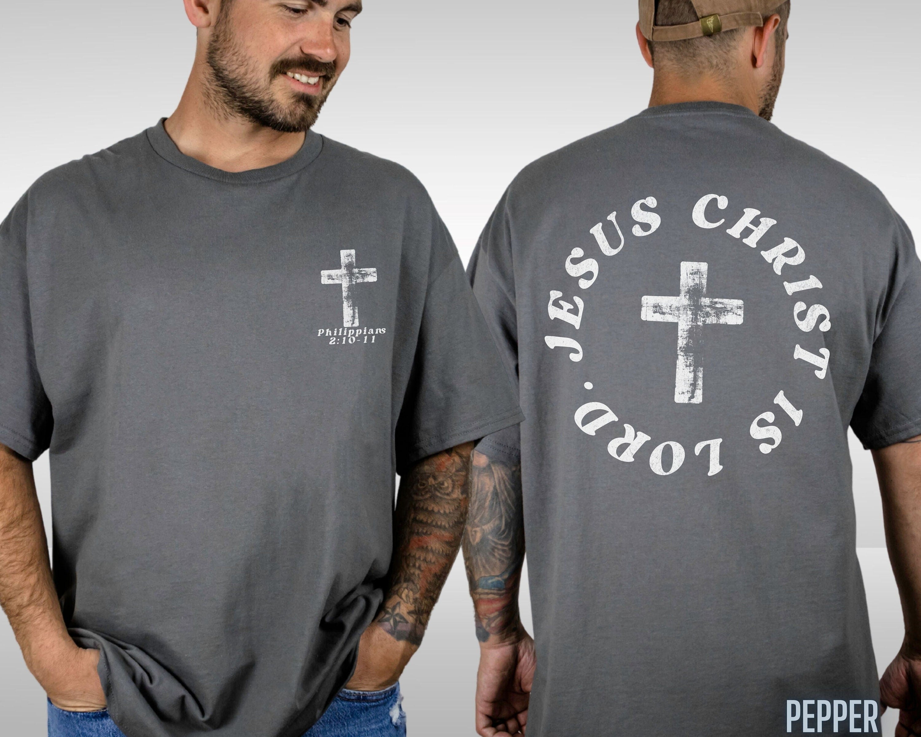 Christian Shirt for Men Jesus Christ is Lord T Shirt Bible Verse Tshirt Religious Father's Day Gift for Man of Faith Tee Comfort Colors Top