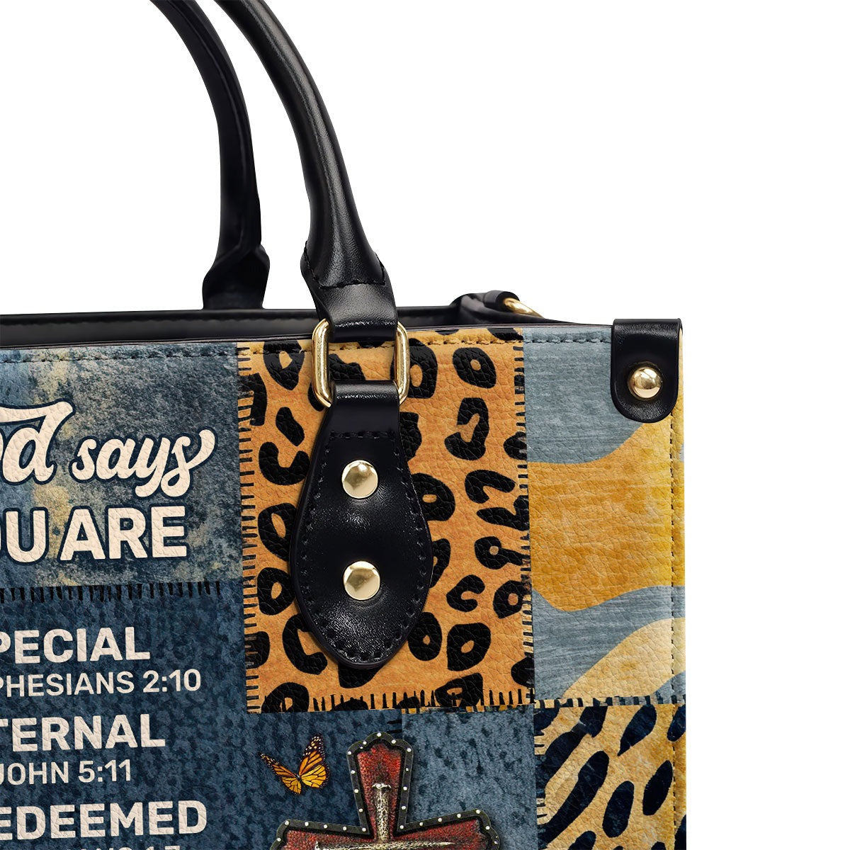 Personalized God Says You Are Christian Leather HandBag, Custom Name Scripture Handbag, Religious Faith Gift for Women BLAF19