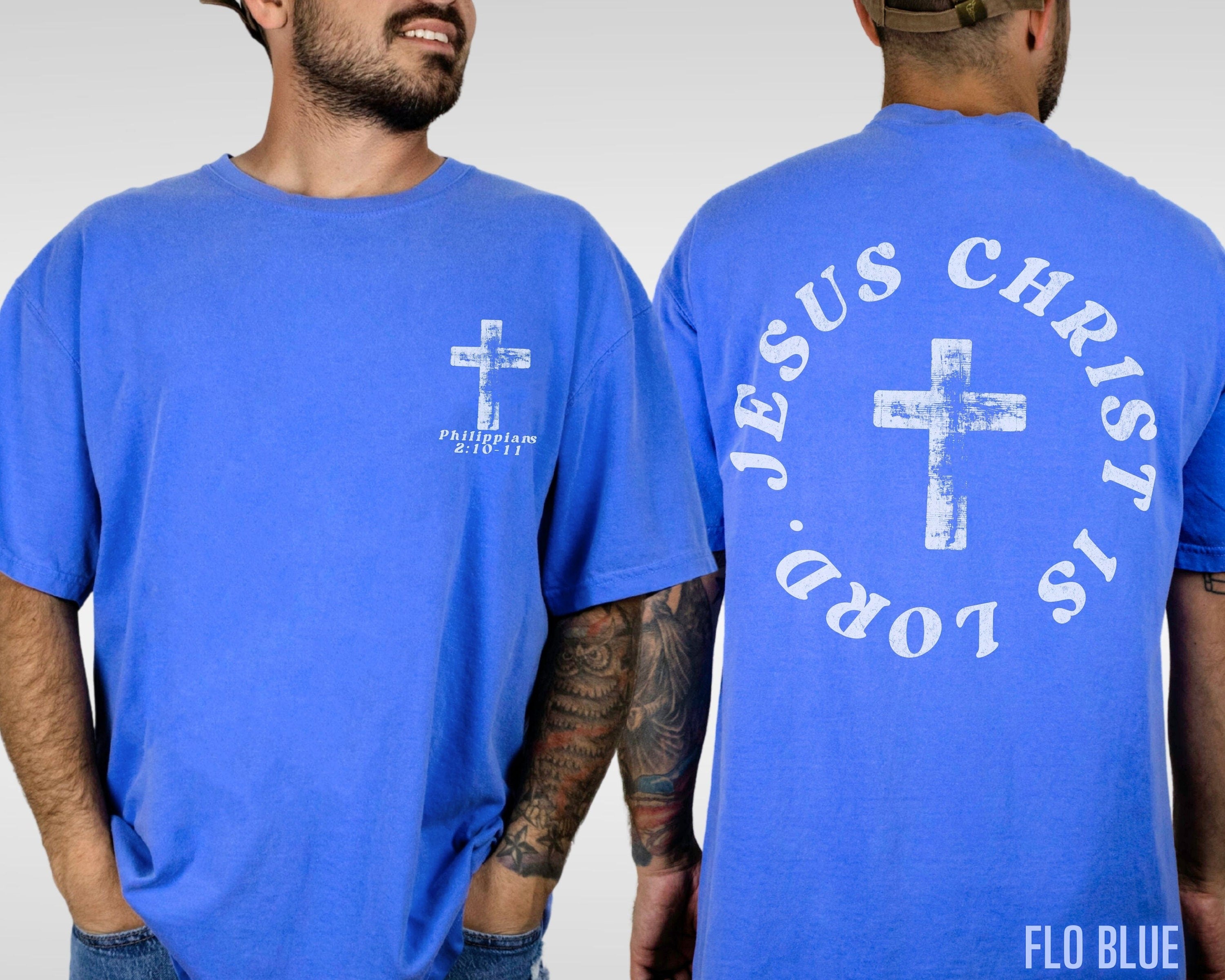 Christian Shirt for Men Jesus Christ is Lord T Shirt Bible Verse Tshirt Religious Father's Day Gift for Man of Faith Tee Comfort Colors Top
