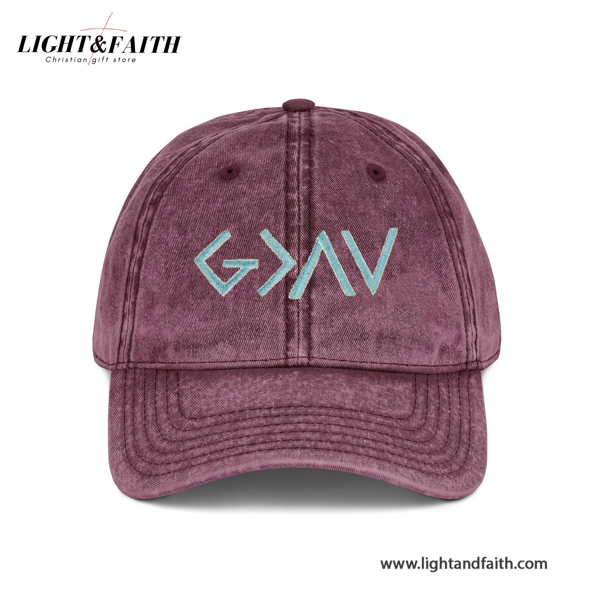God is Greater Embroidery Baseball Caps, Unisex Cotton Hats, Christian Washed Cap, Gift for Him LAFH06