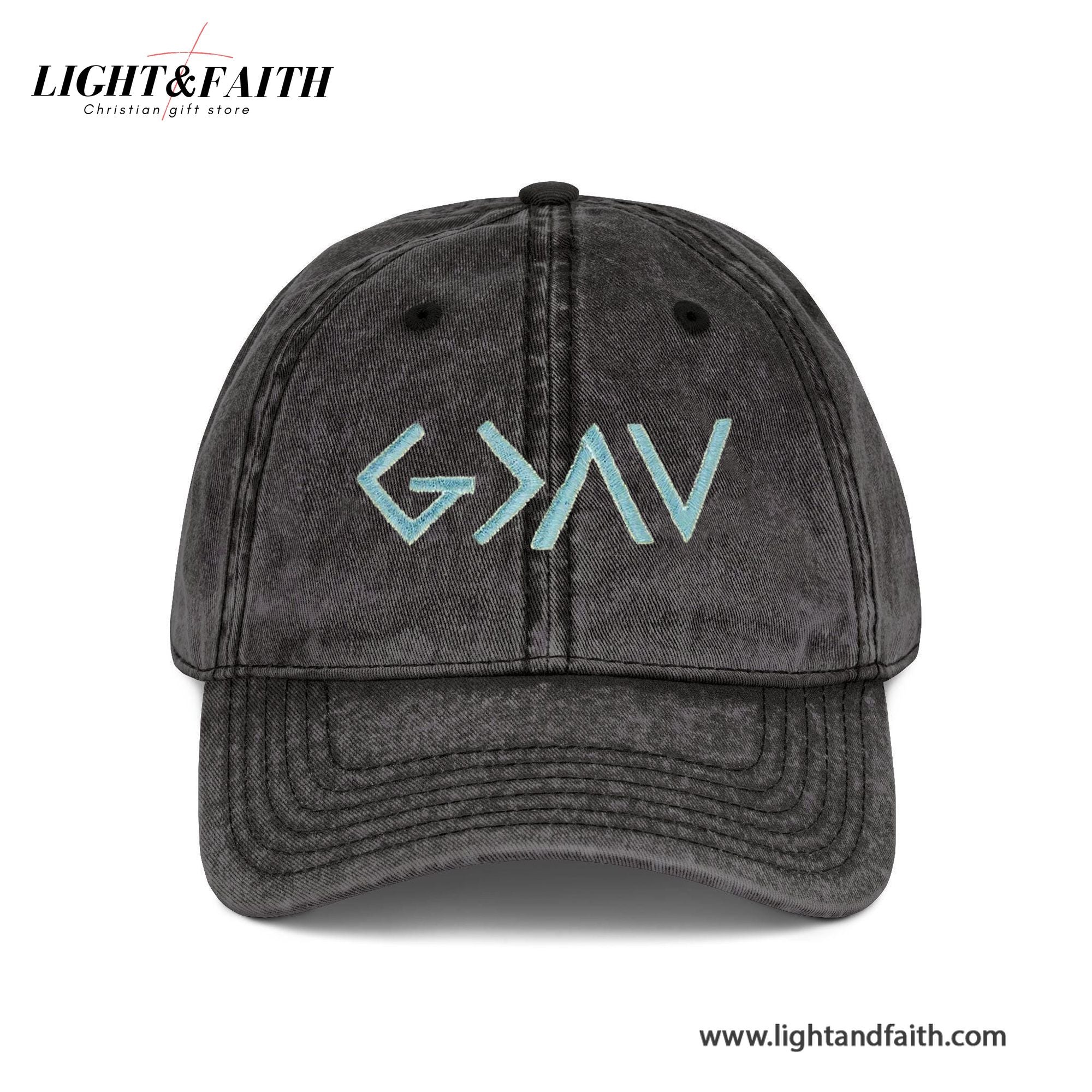 God is Greater Embroidery Baseball Caps, Unisex Cotton Hats, Christian Washed Cap, Gift for Him LAFH06