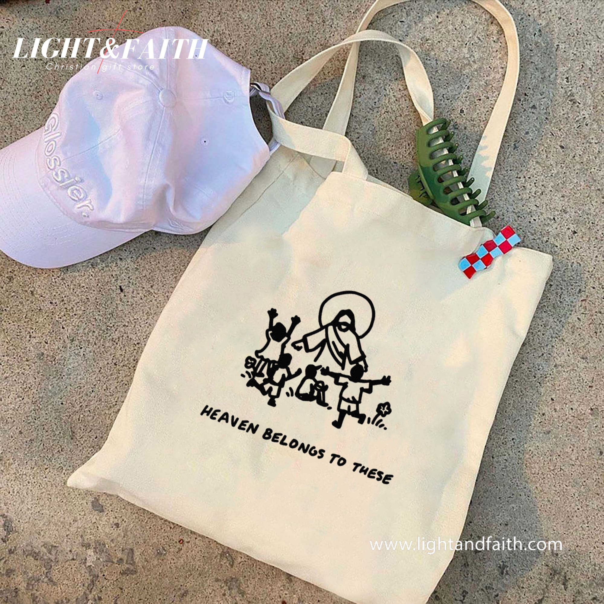 Heaven Belongs to These Tote Bag, Jesus and Children Canvas Bag, Christian Bible Quote Tote, Sunday School Gift, Faith-Based Church Bag TBLAF60