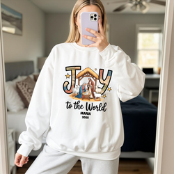 Joy to the World Nativity Sweatshirt, Christian Christmas Sweater, Holy Family Jesus Birth Shirt, Religious Holiday Gift 2025