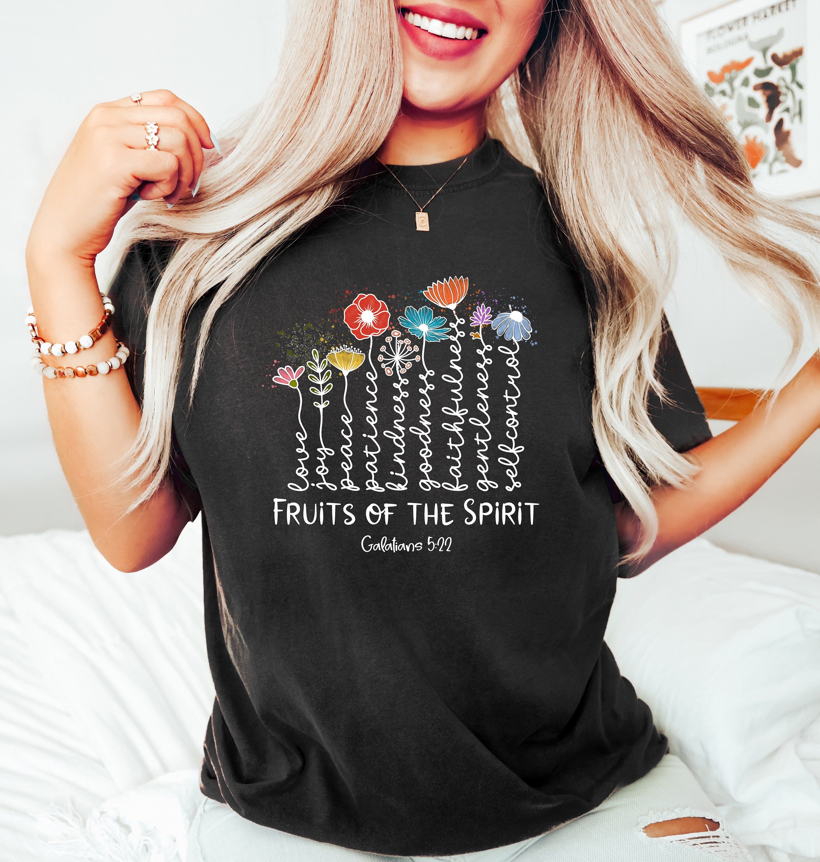 The Fruits of the Spirit Galatians Comfort Colors® Shirt, Christian Unisex Tee, Bible Verse Apparel, Jesus Lover Gift, Faith-Based Clothing