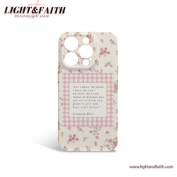 Christian Girl Phone Case – Jeremiah 29:11 Scripture with Floral & Pink Gingham Design, Christian Phone Case, Bible Verse Phone Case, Religious Gift, PCLAF61