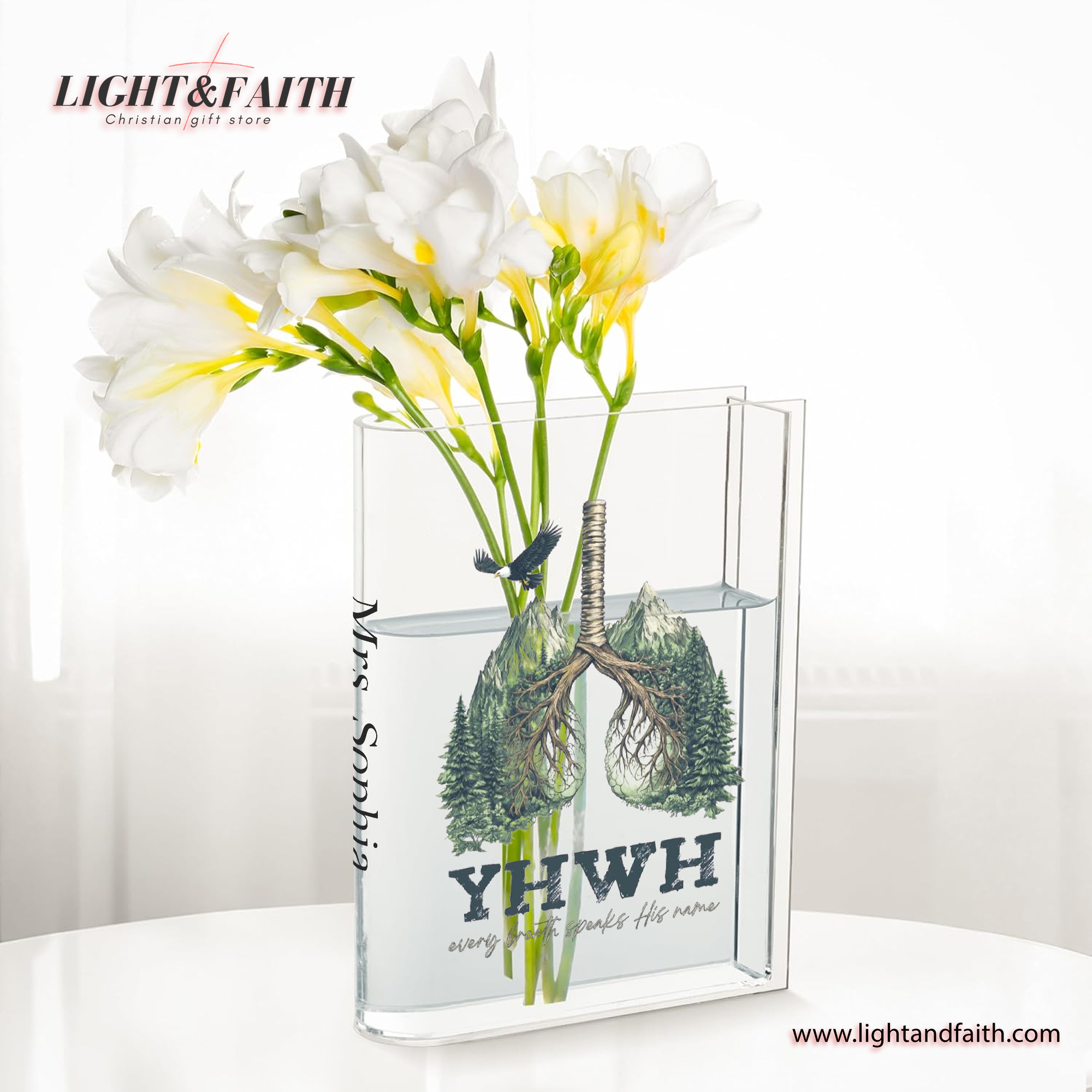 YHWH Lungs Christian Book Vase, Every Breath Speak, Faith Book Vase, Christian Book Vase, Vintage Floral Book Vase, Bible Verse Book Shaped Flower Vase
