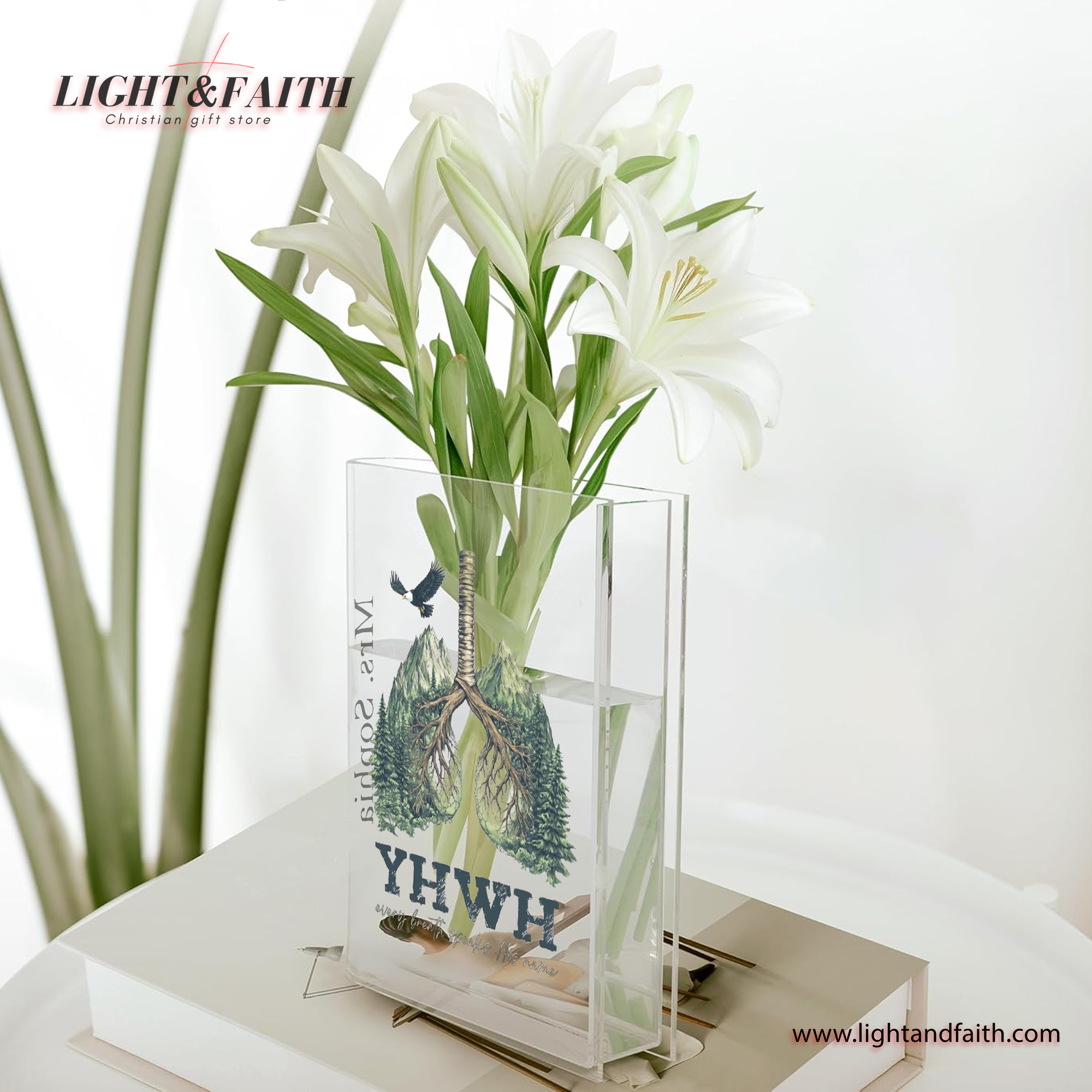 YHWH Lungs Christian Book Vase, Every Breath Speak, Faith Book Vase, Christian Book Vase, Vintage Floral Book Vase, Bible Verse Book Shaped Flower Vase
