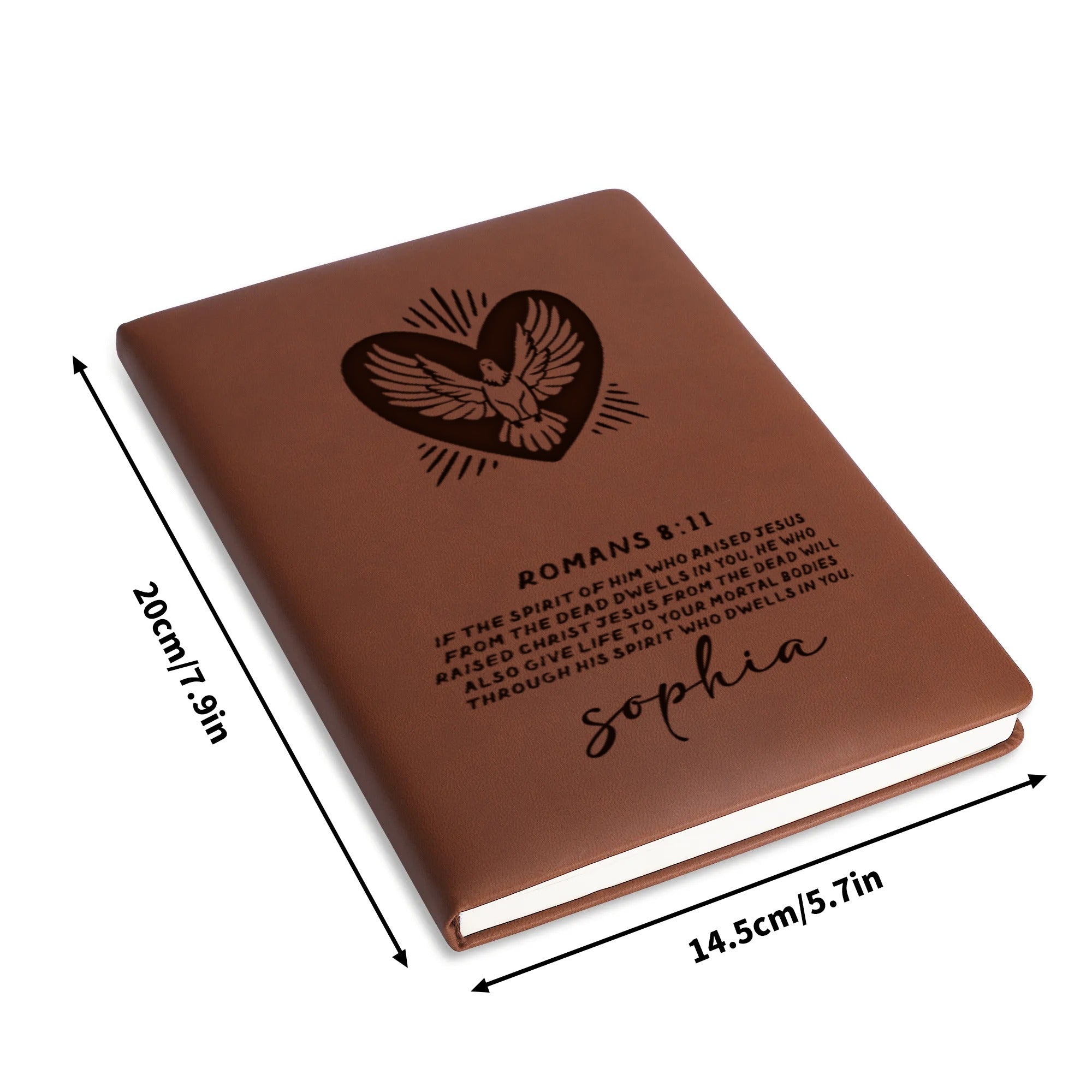 Personalized Christian Journal with "Romans 8:11", Custom Name Prayer & Faith Notebook, Religious Gift, First Communion Gifts, Birthday. NBLAF60