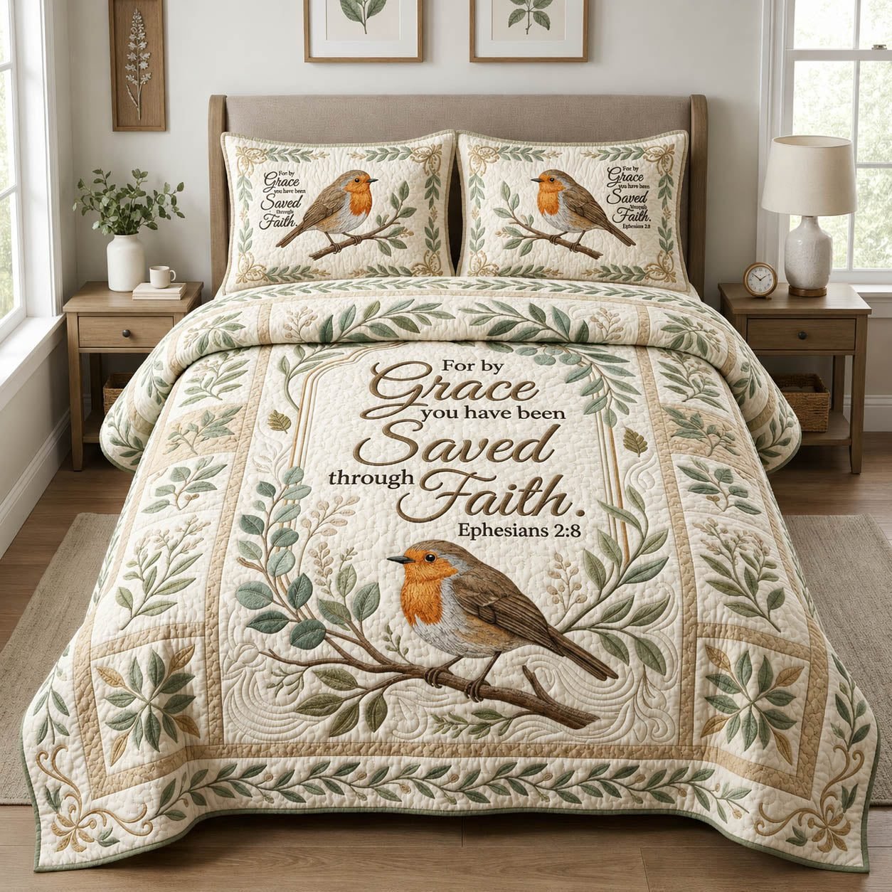 Christian Bible Verser Quilted Bedding Set, Christian Quilted Blanket And Pillowcases, Personalized Bedding Set, Bedroom Decor LAFBED56