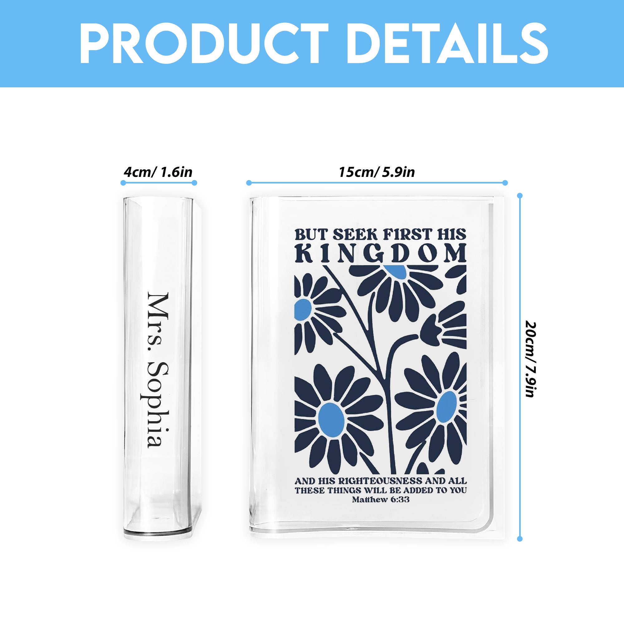 But Seek First His KINGDOM Book Vase, Faith Book Vase, Christian Book Vase, Vintage Floral Book Vase, Bible Verse Book Shaped Flower Vase