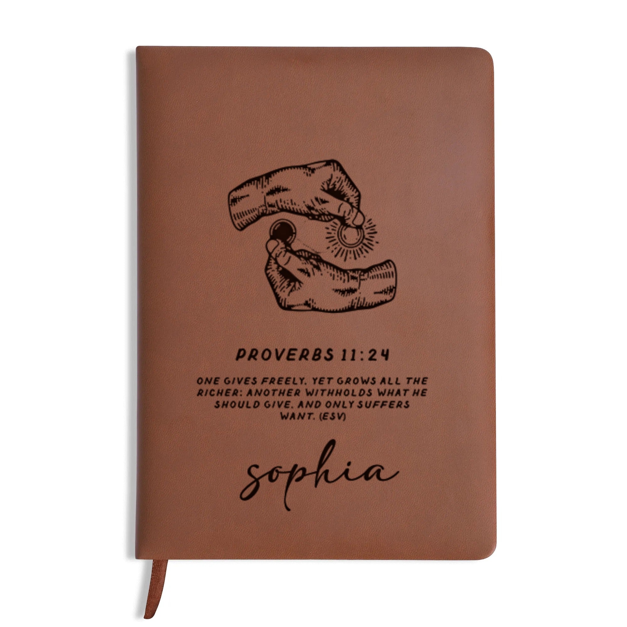 Personalized Christian Journal with "Proverbs 11:24", Custom Name Prayer & Faith Notebook, Religious Gift, First Communion Gifts, Birthday. NBLAF61