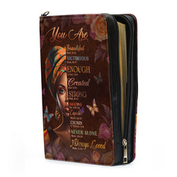 You Are Never Alone Leather Book Cover, Personalized Bible Cover With Handle, Spiritual Gift For Christian People, Christian Gift, Bible Covers Jesus Gifts