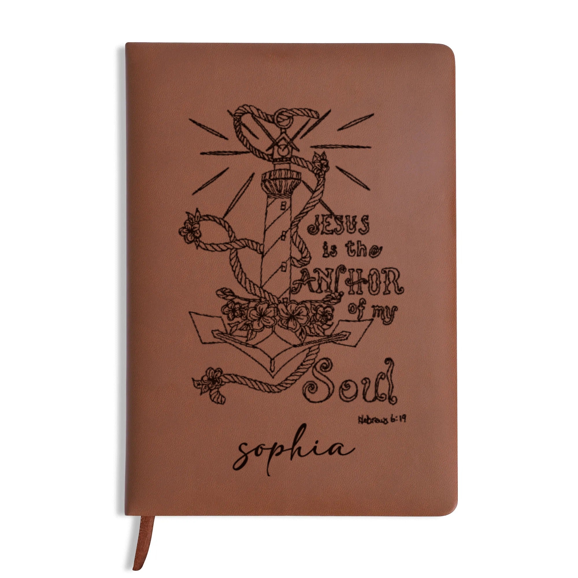 Personalized Christian Journal with Jesus Anchor Design, Custom Faith Notebook for Prayer and Reflection, Inspirational Religious Gift, Hebrews 6:19 Verse. NBLAF65