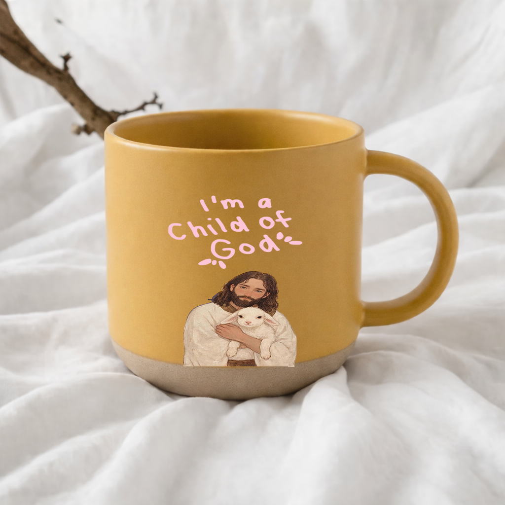 Child of God Mug, Christian Coffee Mug, Jesus Mug, Faith Pottery Mug, Religious Gift for Her, Inspirational Bible Mug