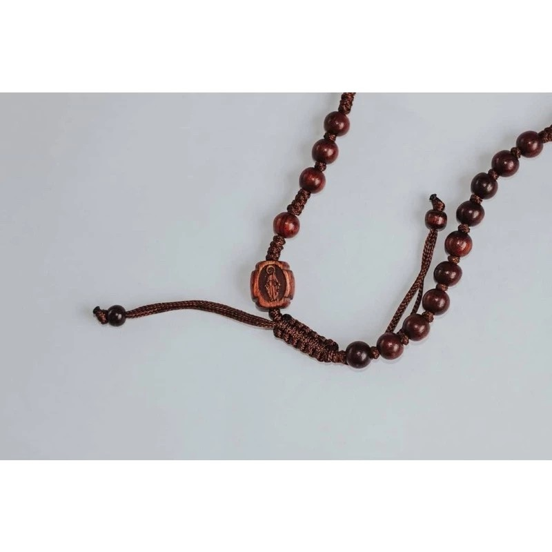 50 Bead Rosewood Wrap Rosary Bracelet, Catholic Prayer Beads, Christian Faith Jewelry, Wooden Religious Gift for Men Women BGLAF03