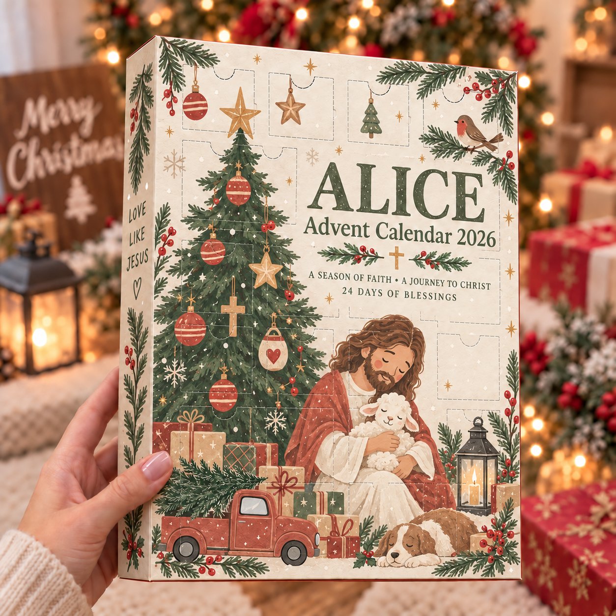 Personalized Christian Time Advent Calendar 2026, Jesus Christmas Advent Calendar, 24 Days Faith Countdown, Religious Christmas Gift, Family Christmas Gifts ACG06