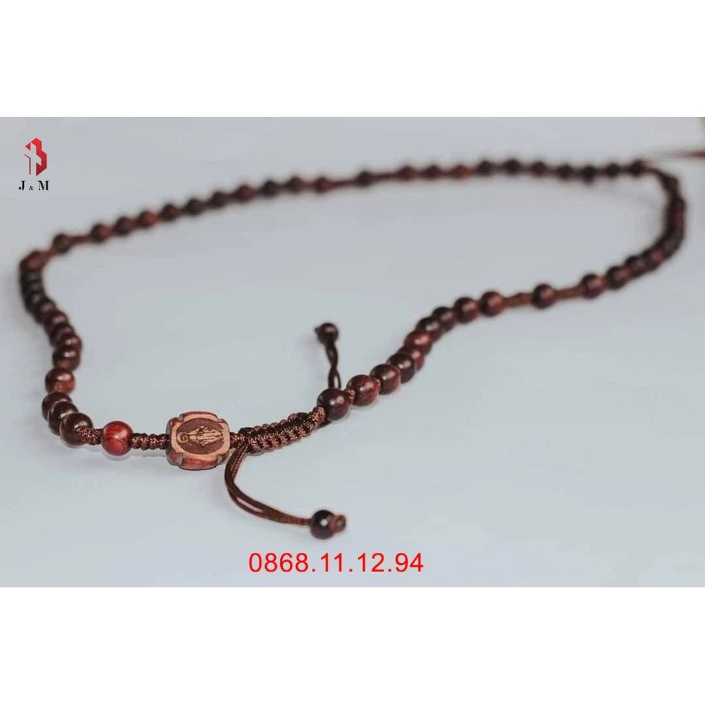 50 Bead Rosewood Wrap Rosary Bracelet, Catholic Prayer Beads, Christian Faith Jewelry, Wooden Religious Gift for Men Women BGLAF03