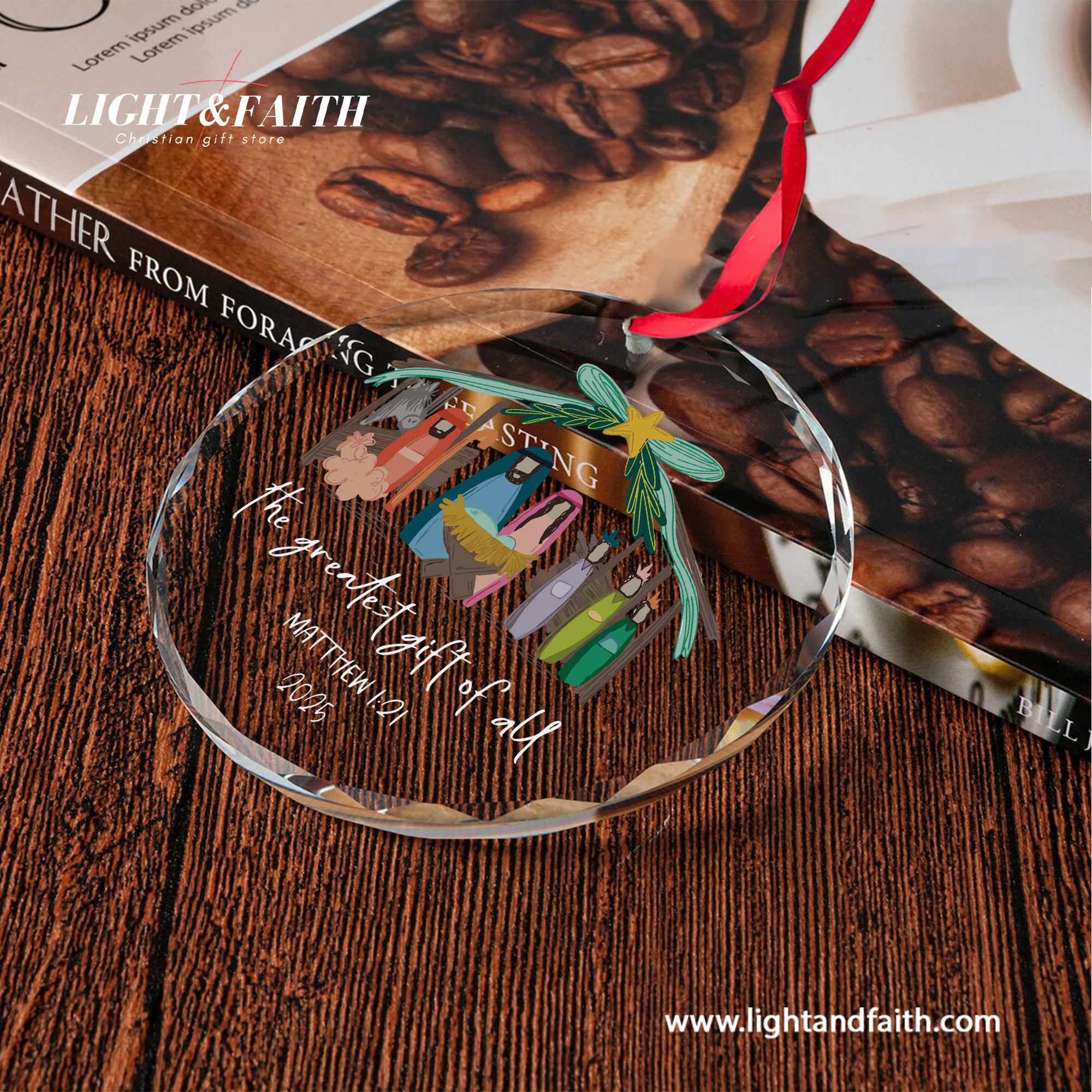 The Greatest Gift of All Glass Ornament 2025, Matthew 1:21 Nativity Scene Ornament, Christian Christmas Decor, Holy Family Faith Gift, Religious Tree Decoration DCLAF54