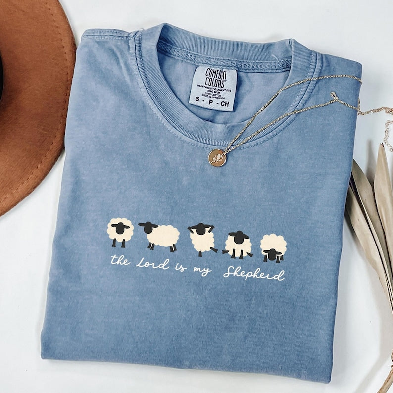 The Lord Is My Shepherd – Psalm 23 Christian Sheep Shirt, Faith Based Minimalist Bible Verse Tee,Christian Comfort Colors Unisex TeeCFS06