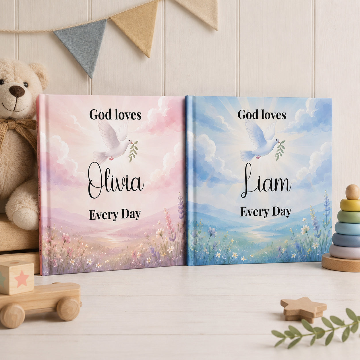 Personalized God Loves You Everyday - Book With Name, Baptism Gift, Custom Bible Storybook For Toddlers, Baptism Gift for Boy or Girl, Bedtime Keepsake BOOK06