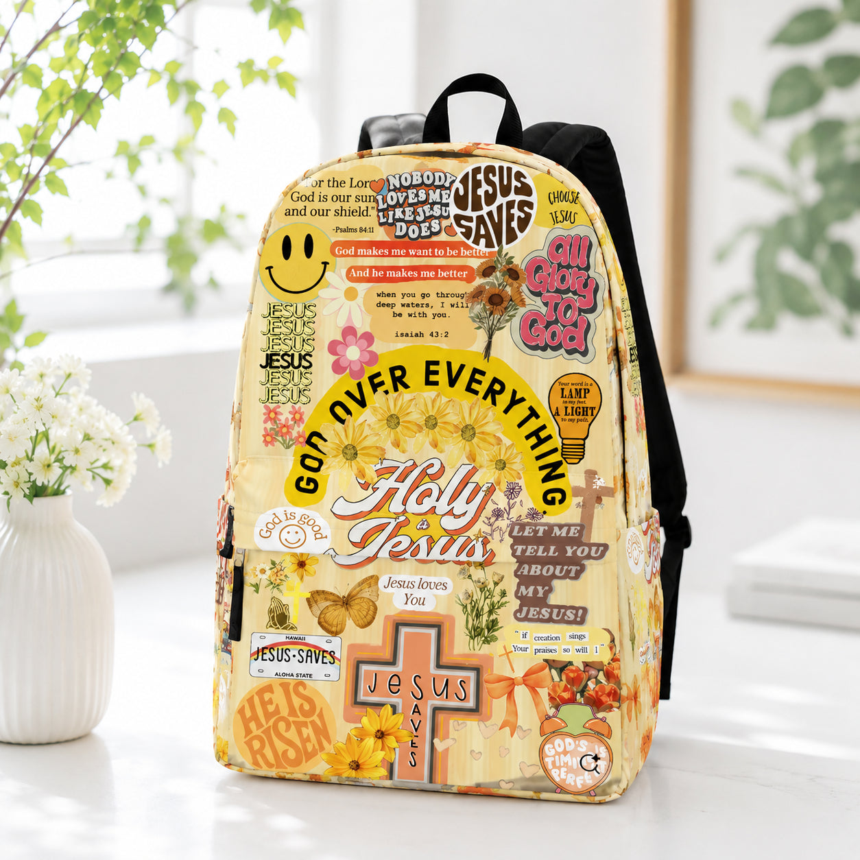 Holy Jesus Christian Backpack, Retro Faith College School Bag, Bible Verse Backpack, Religious Book Bag, Back to School Christian Gift, Kid Adult Travel Backpack PLAF83