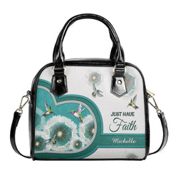 Just Have Faith Dandelion Leather Bag, Custom Leather Bag With Bible Verse , Jesus Bag. BLAF05