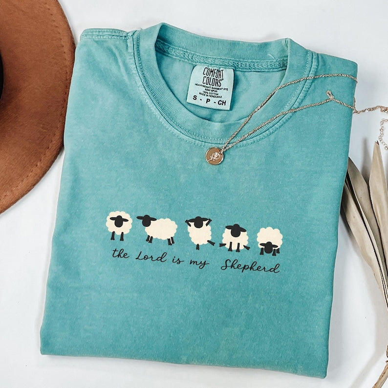 The Lord Is My Shepherd – Psalm 23 Christian Sheep Shirt, Faith Based Minimalist Bible Verse Tee,Christian Comfort Colors Unisex TeeCFS06