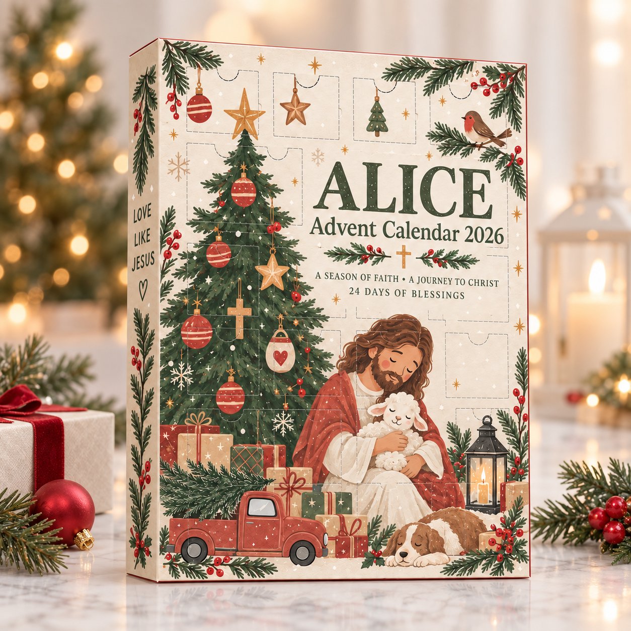 Personalized Christian Time Advent Calendar 2026, Jesus Christmas Advent Calendar, 24 Days Faith Countdown, Religious Christmas Gift, Family Christmas Gifts ACG06