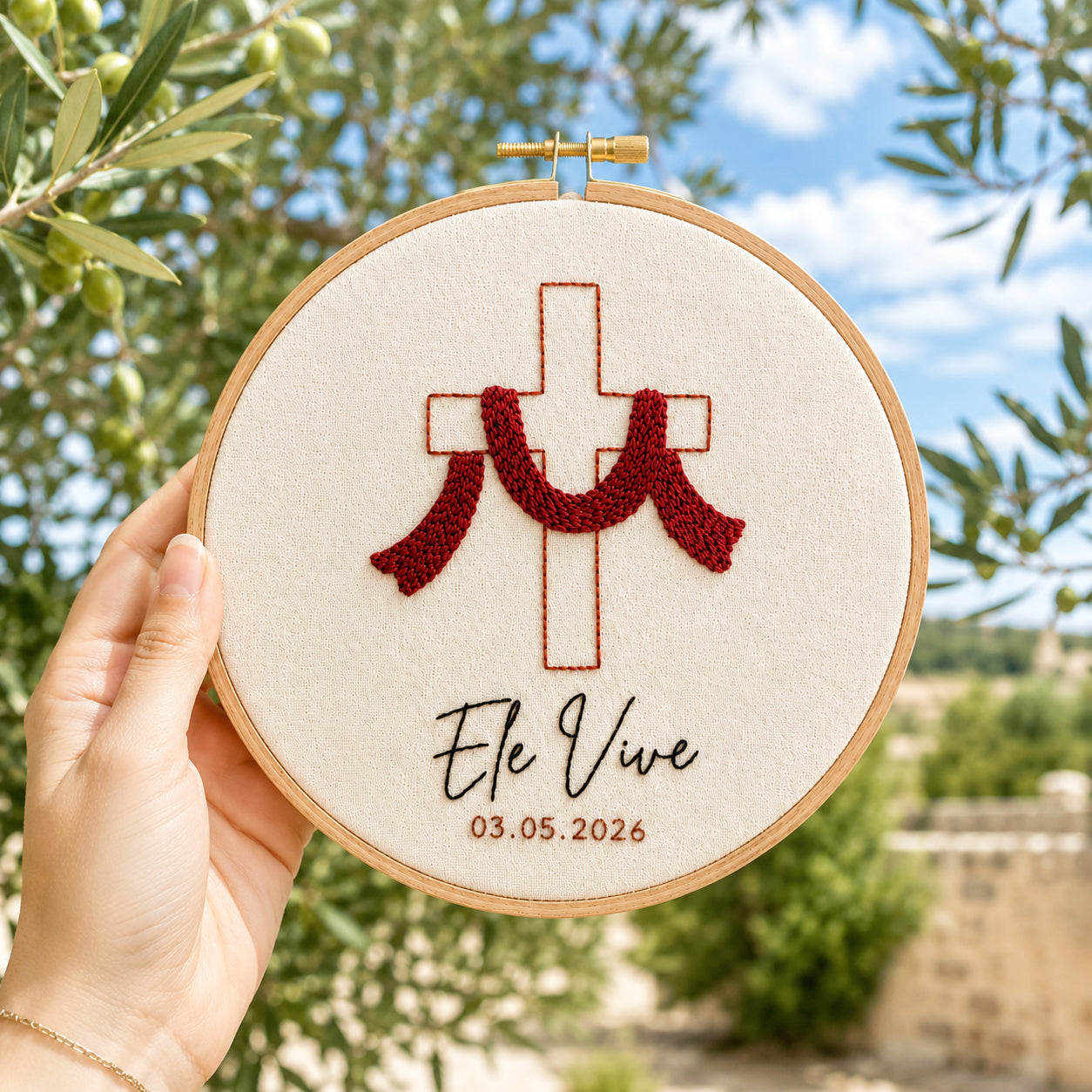 Personalized Embroidered Keepsake Baby Baptism Hoop Art, Embroidered Cross Hoop, Personalized Baby Baptism Name Sign, Floral Hoop, Custom Baby Christening Godson Kids Dedication Faith Gift EHA23