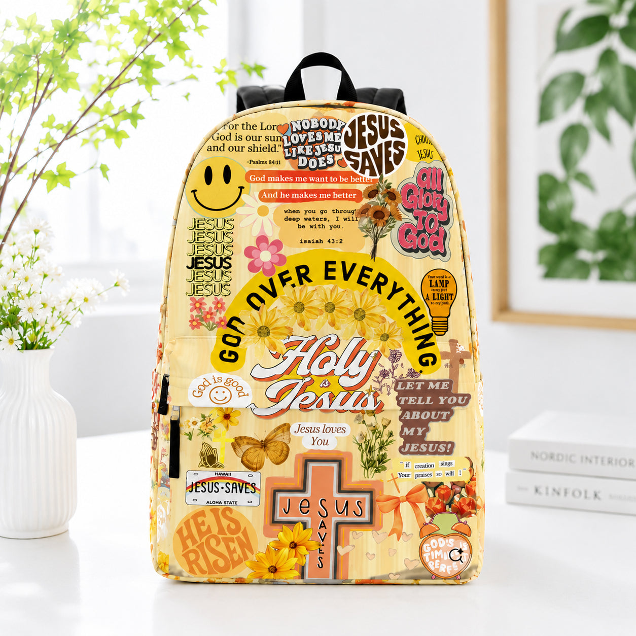 Holy Jesus Christian Backpack, Retro Faith College School Bag, Bible Verse Backpack, Religious Book Bag, Back to School Christian Gift, Kid Adult Travel Backpack PLAF83