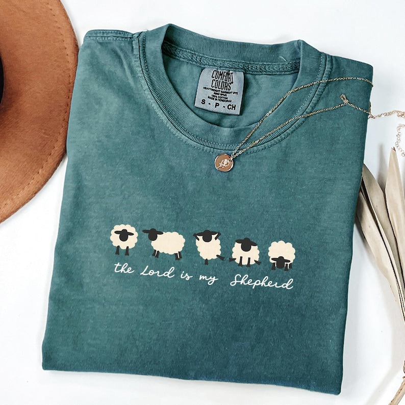 The Lord Is My Shepherd – Psalm 23 Christian Sheep Shirt, Faith Based Minimalist Bible Verse Tee,Christian Comfort Colors Unisex TeeCFS06