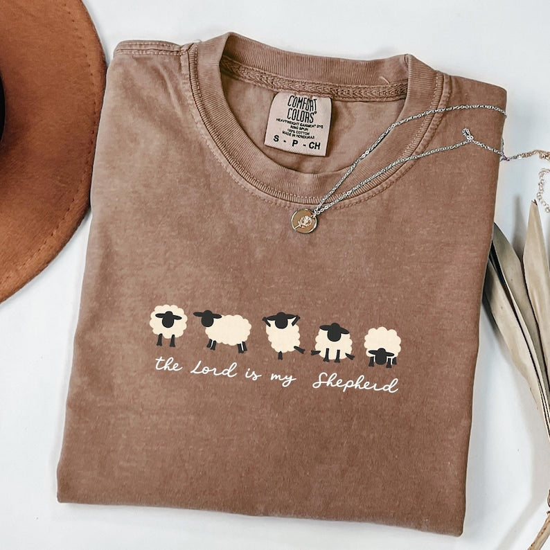 The Lord Is My Shepherd – Psalm 23 Christian Sheep Shirt, Faith Based Minimalist Bible Verse Tee,Christian Comfort Colors Unisex TeeCFS06