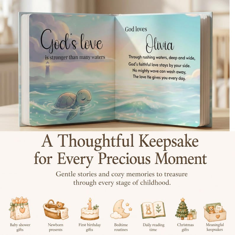 Personalized God Loves You Everyday - Book With Name, Baptism Gift, Custom Bible Storybook For Toddlers, Baptism Gift for Boy or Girl, Bedtime Keepsake BOOK06