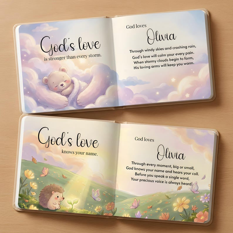 Personalized God Loves You Everyday - Book With Name, Baptism Gift, Custom Bible Storybook For Toddlers, Baptism Gift for Boy or Girl, Bedtime Keepsake BOOK06