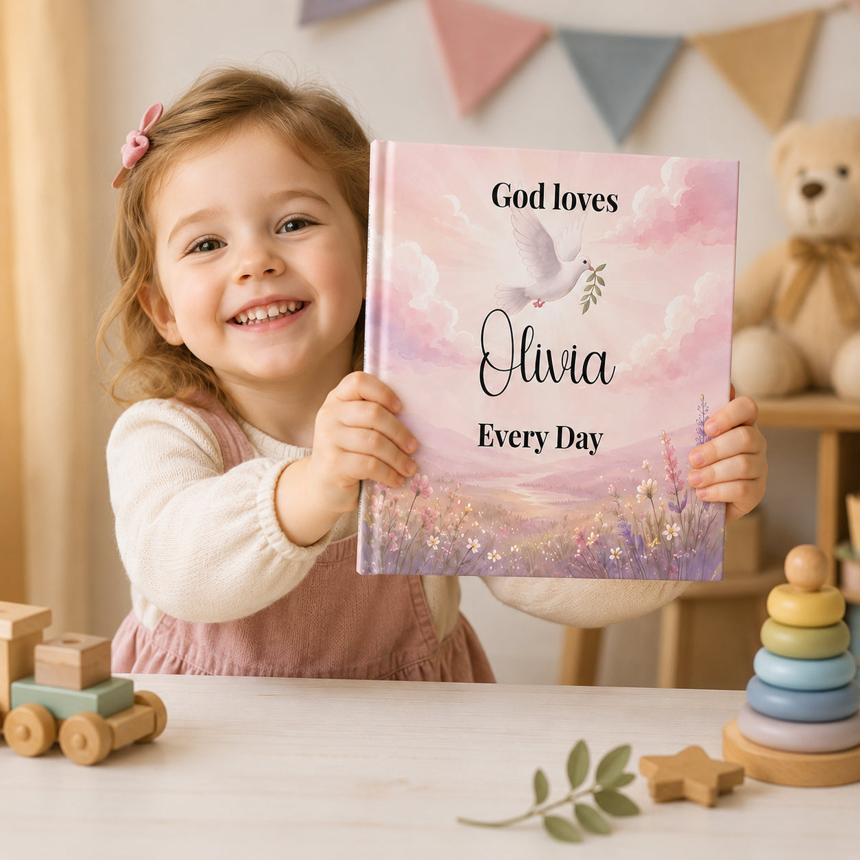 Personalized God Loves You Everyday - Book With Name, Baptism Gift, Custom Bible Storybook For Toddlers, Baptism Gift for Boy or Girl, Bedtime Keepsake BOOK06